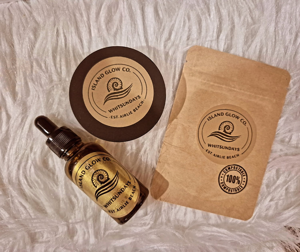 intro pack Island Glow "Bronzer And Illuminator - 2 in 1 + Refill + Premium Kabuki Brush and Face Glow 5ml